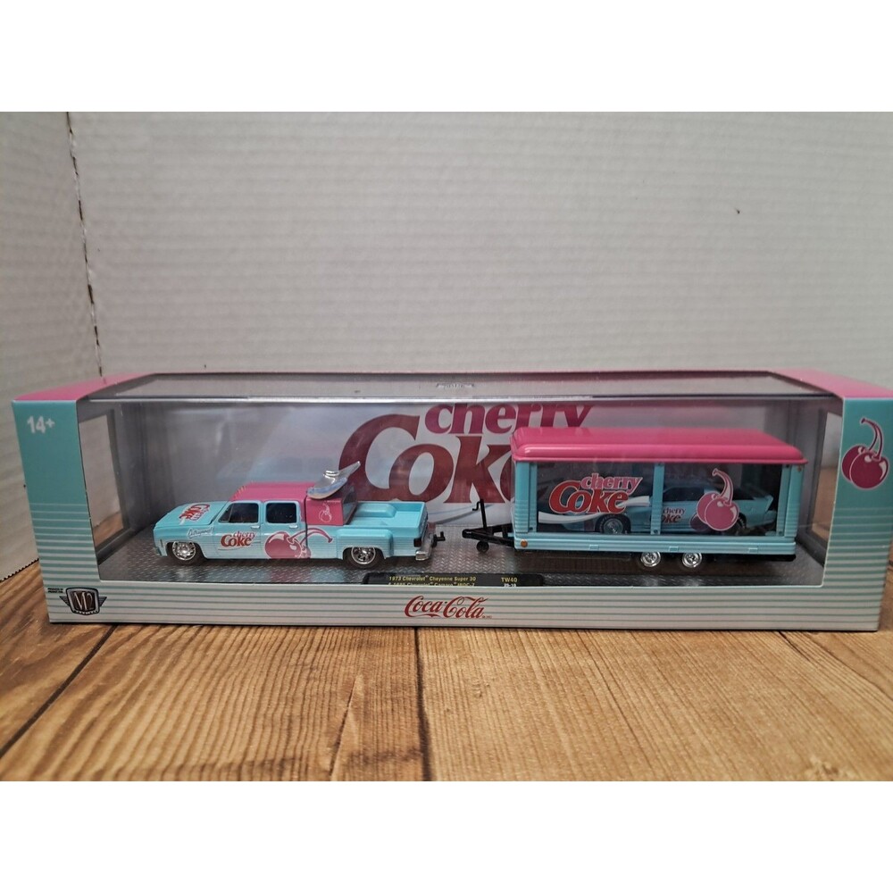 M2 Machines Cherry Coke Hauler 1:64 1973 Chevrolet Super,  1985 Chevrolet Camaro